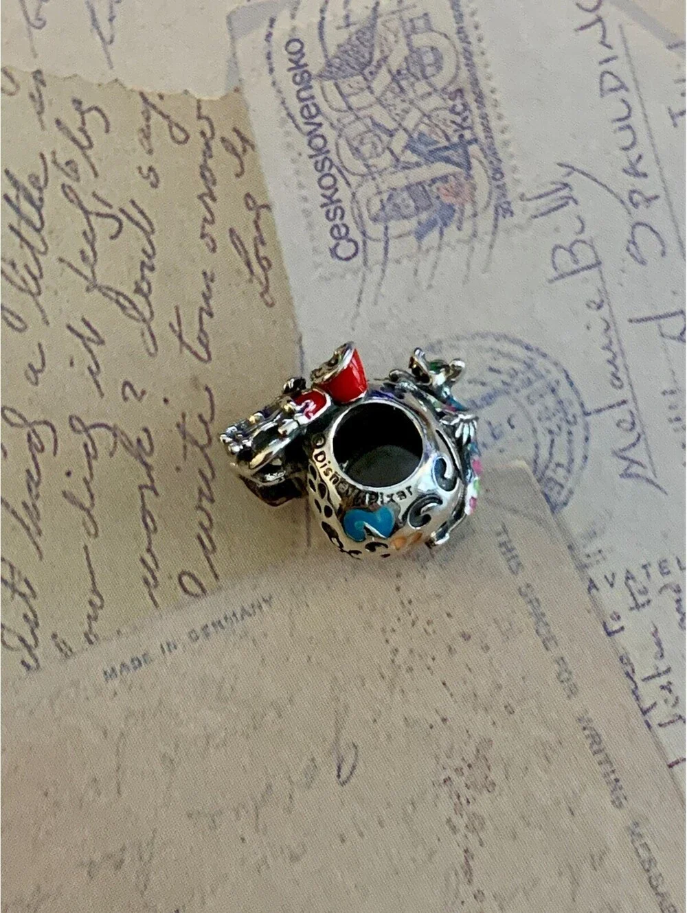 Gnoce Sterling Silver Enamel Day of the Dead Sugar Skull Charm